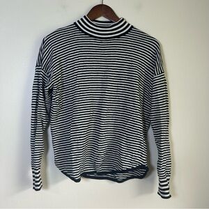 Madewell Black White Striped Mock Neck Sweater Long Sleeve XS